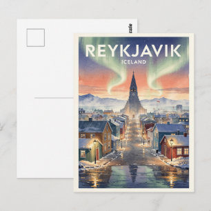 Reykjavik Iceland Vintage Travel Postcard