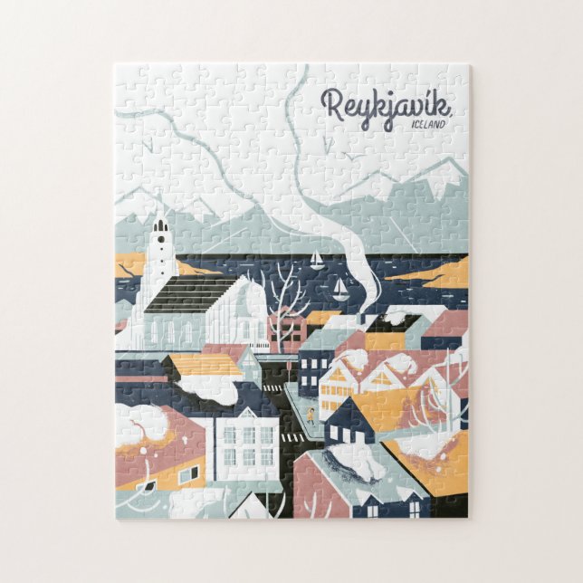 Reykjavik, Iceland Vintage Travel Poster Jigsaw Puzzle (Vertical)