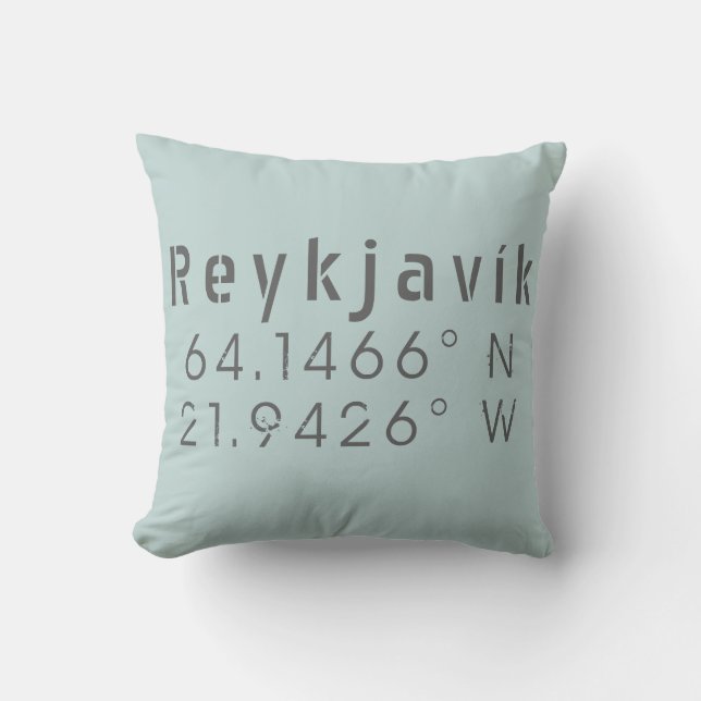 Reykjavík Latitude Longitude Cushion (Front)