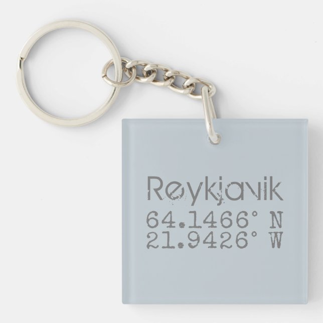 Reykjavik Latitude Longitude   Key Ring (Front)
