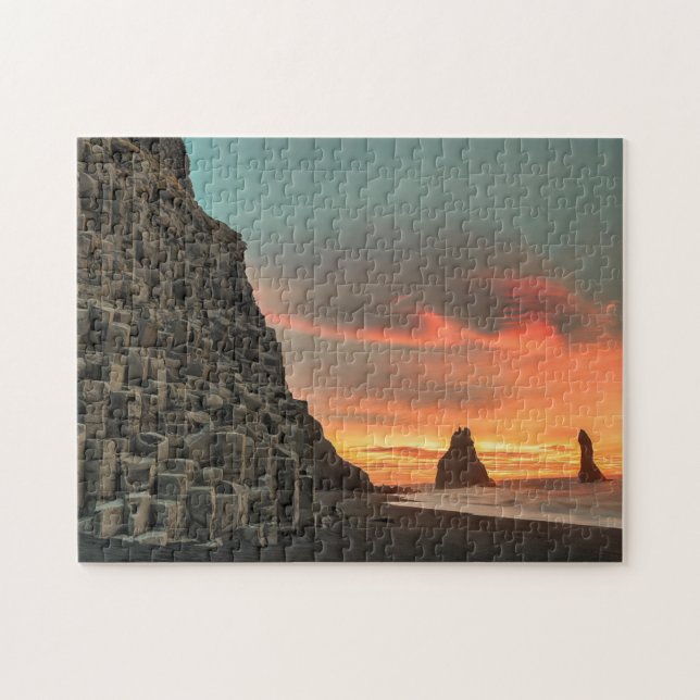 Reynisdrangar Sea Cliffs Iceland stylised Jigsaw Puzzle (Horizontal)