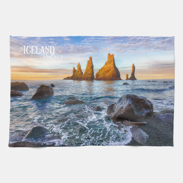 Reynisfjara Beach, Iceland Tea Towel (Horizontal)