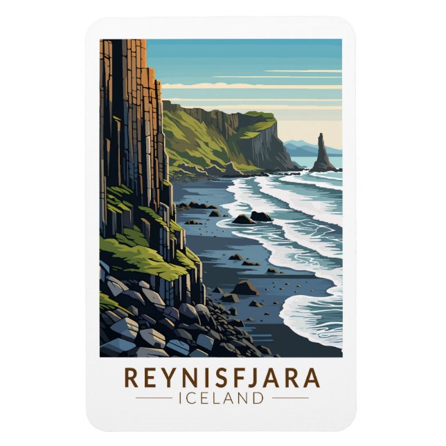 Reynisfjara Beach Iceland Travel Art Vintage Magnet (Vertical)