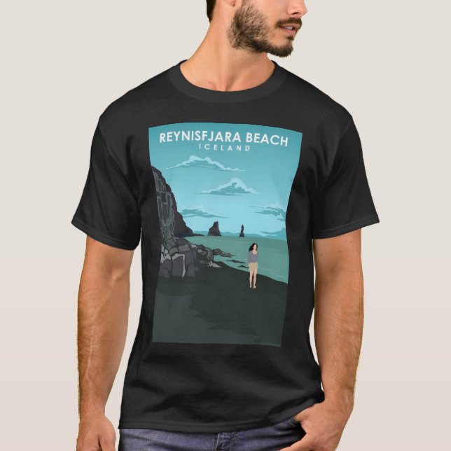 Reynisfjara Black Sand Beach Travel Poster  T-Shirt (Front)