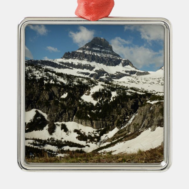 Reynolds Mountain from Logan Pass at Glacier Park Metal Tree Decoration (Front)