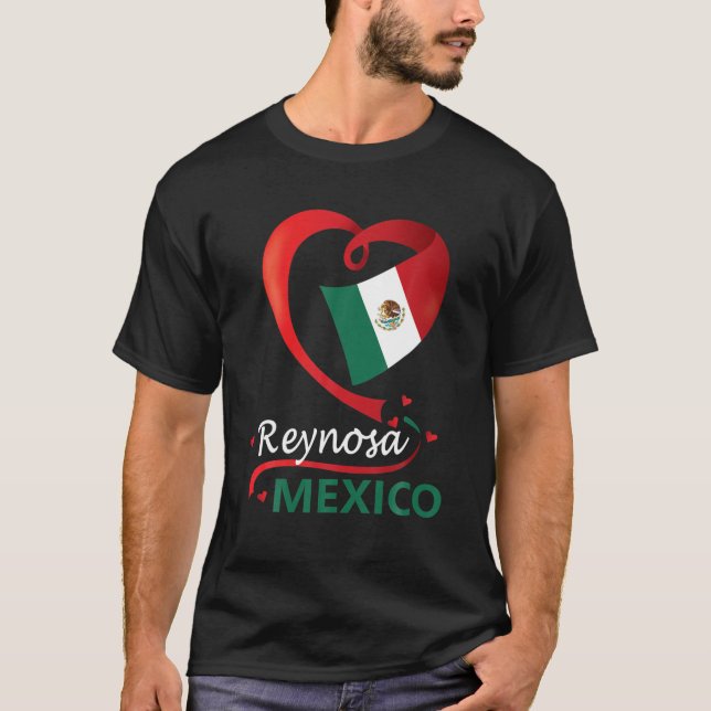 Reynosa Tamaulipas Mexico Heart Flag Mexicana Cora T-Shirt (Front)