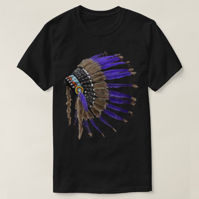 Rez Native American Buffalo Skull Feathers Indian  T-Shirt (Design Front)