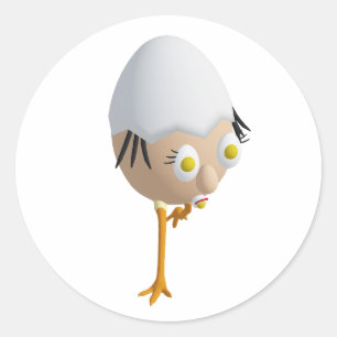 RG & RA Quirky Egg Character Cute Design Classic Round Sticker
