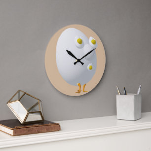 RG & RA Quirky Egg Character Cute Design Large Clock