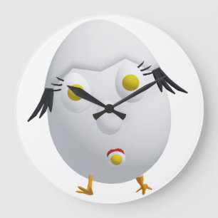 RG & RA Quirky Egg Character Cute Design Large Clock