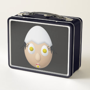 RG & RA Quirky Egg Character Cute Design Metal Lunch Box