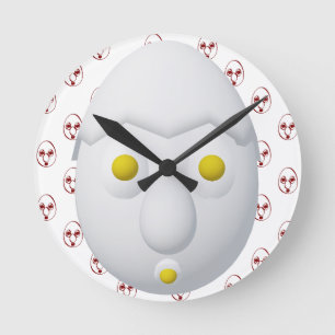 RG & RA Quirky Egg Character Cute Design Round Clock