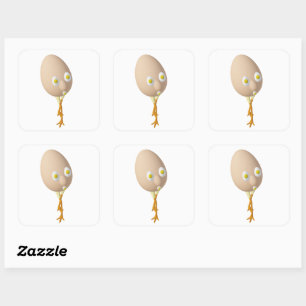 RG & RA Quirky Egg Character Cute Design Square Sticker
