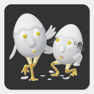 RG & RA Quirky Egg Character Cute Design Square Sticker