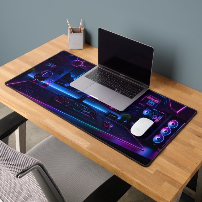 RGB Gaming Setup Illustration XL Desk Mat (Office 2)
