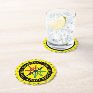 RGB Snowflakes Pattern Add Name Joyous Kwanzaa Paper Coaster