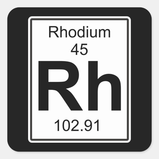 Rh - Rhodium Square Sticker (Front)
