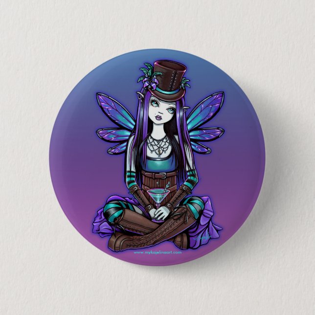 "Rhapsody" Gothic Absinthe Fairy Art Button (Front)