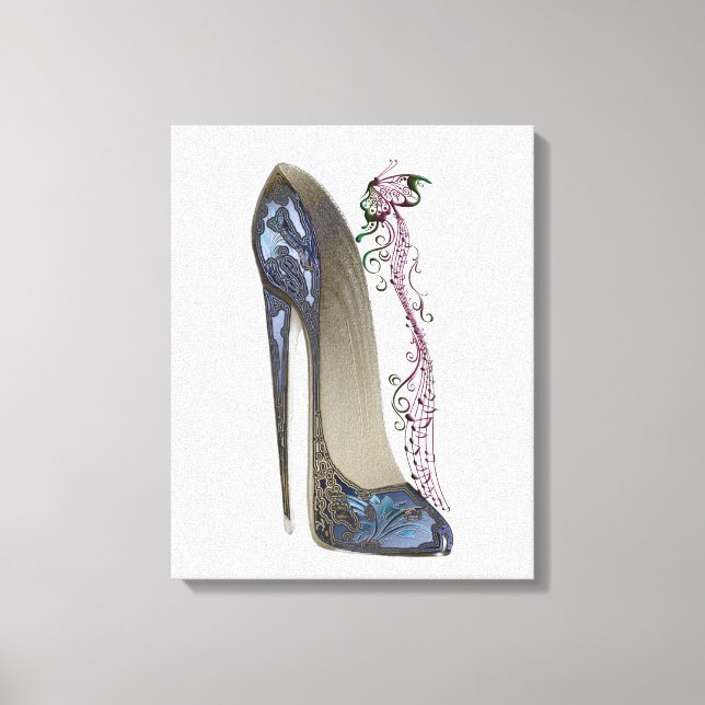 Rhapsody in Blue Stiletto Shoe Art Canvas Print (Front)