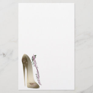 Rhapsody in Gold Stiletto Shoe Art Stationery
