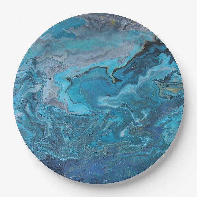 Rhapsody in Turquoise Paper Plate (Front)