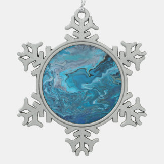 Rhapsody in Turquoise Snowflake Pewter Christmas Ornament