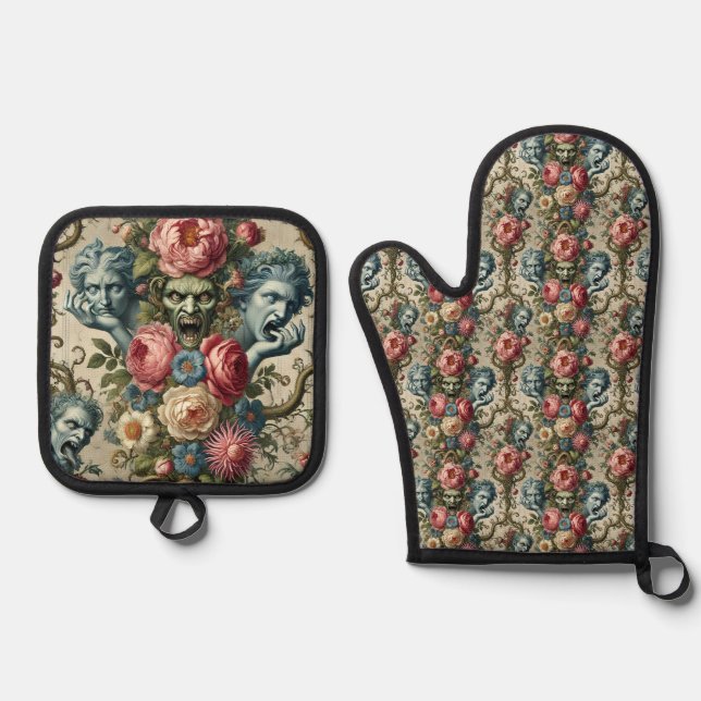 Rhapsody Road – Gothic Victorian Oven Mitt & Pot Holder Set (Front)