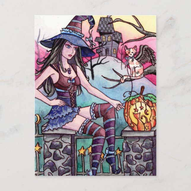Rhea - Haunted House Witch Postcard (Front)