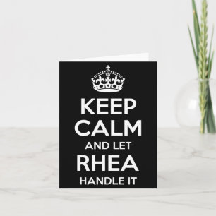Rhea Keep Calm Personalised Name Funny Birthday Card