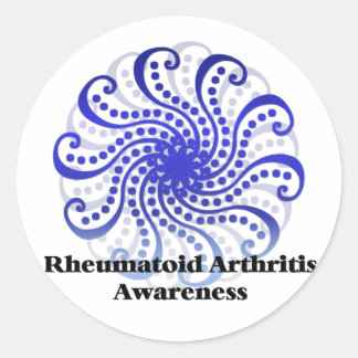 Rheumatoid Arthritis Awareness Blue Design 6 Classic Round Sticker