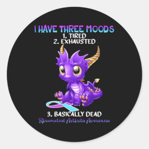 Rheumatoid Arthritis Awareness Dragon I Have Three Classic Round Sticker
