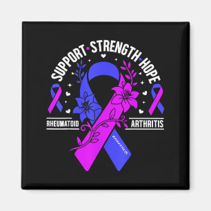 Rheumatoid arthritis awareness floral blue purple magnet