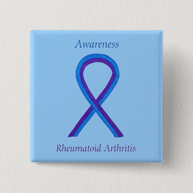 Rheumatoid Arthritis Awareness Ribbon Custom Pin (Front)