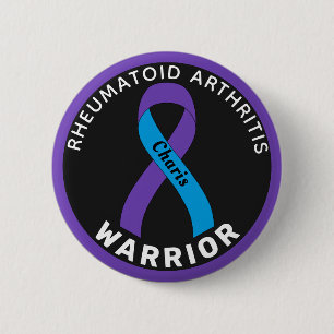 Rheumatoid Arthritis Warrior Ribbon Black Button