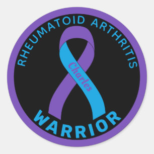 Rheumatoid Arthritis Warrior Ribbon Black Classic  Round Sticker