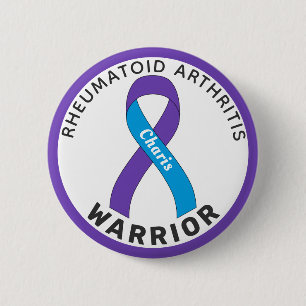 Rheumatoid Arthritis Warrior Ribbon White Button