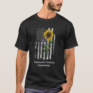 rheumatoid arthritis Warrior USA Flag Vintage Sunf T-Shirt