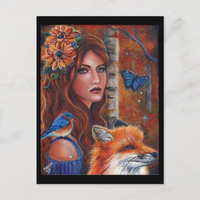 "Rhiannon" goddess with Bird by Renee Lavoie Postcard (Front)