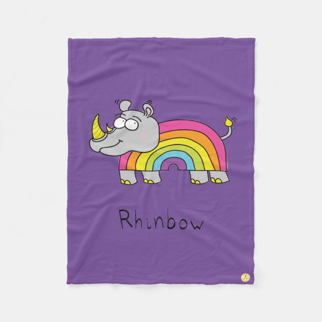 Rhinbow Rhino Rainbow Fleece Blanket Purple (Front)