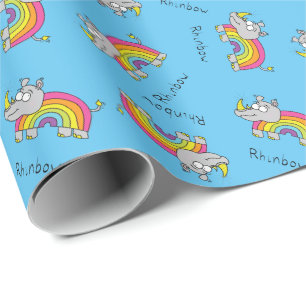Rhinbow Rhino Rainbow Gift Wrapping Paper