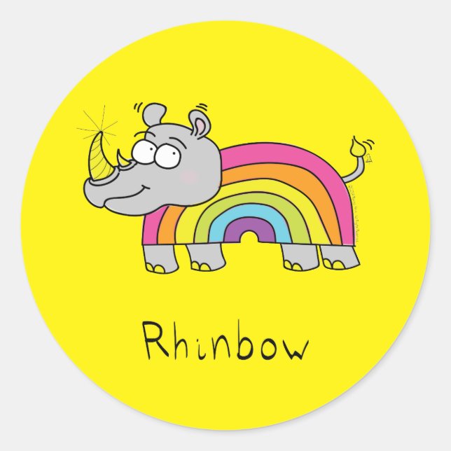 Rhinbow Rhino Rainbow Stickers Yellow (Front)