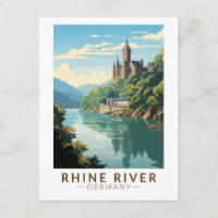 Rhine River Germany Section Travel Art Vintage