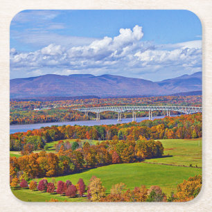 Rhinecliff Bridge in the fall Square Paper Coaster