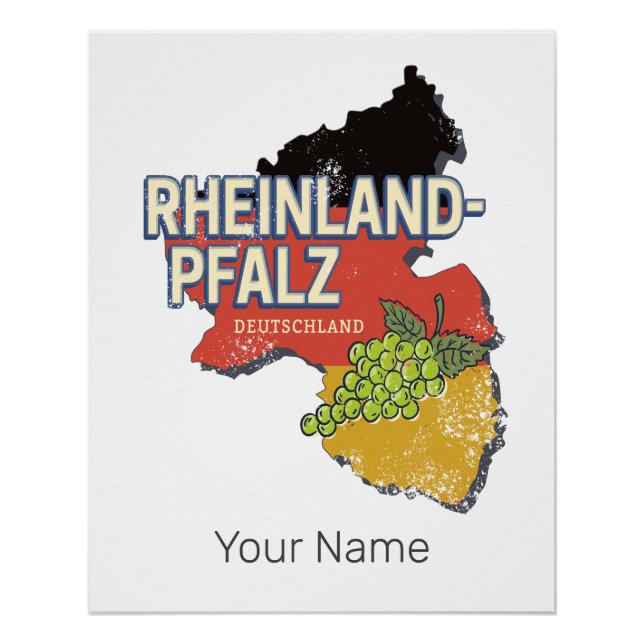 Rhineland-Palatinate Germany Federal State RLP Poster (Front)