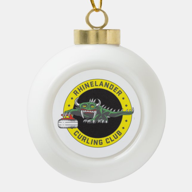 Rhinelander Hodag Curling Ornament (Front)