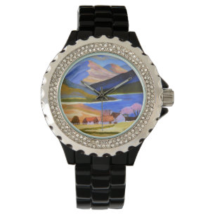 Rhinestone Black Enamel Watch