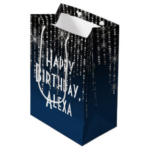 Rhinestone Bling Birthday and Name Medium Gift Bag