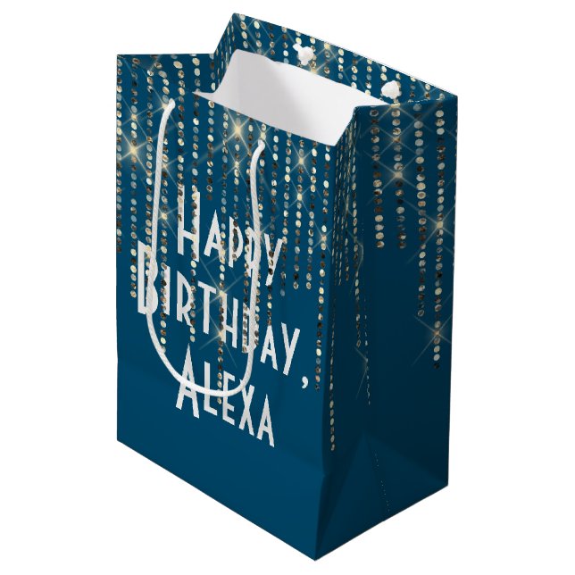 Rhinestone Bling Birthday  Medium Gift Bag (Front Angled)