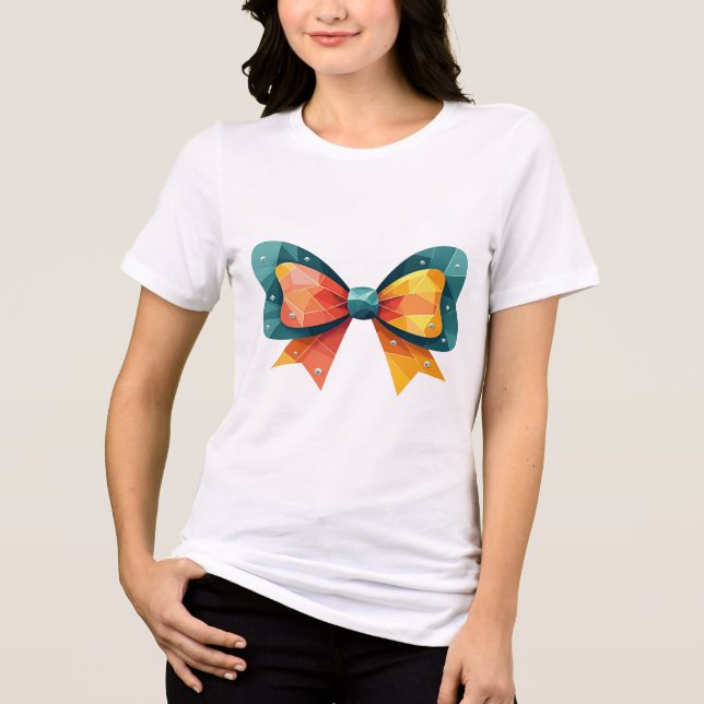 Rhinestone Bow Tie T-Shirt - Sparkling Hotfix Desi Tri-Blend Shirt (Front)