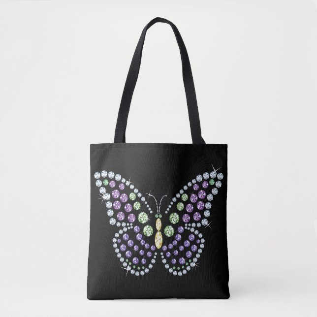 Rhinestone Butterfly Design Tote Bag (Front)